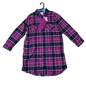 NWT Vintage Pink Flannel Gown Matching Plush Pom Pom Sock Pajama Dress Large